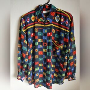 Vintage Martinque 90s Multicolor blouse Size 14